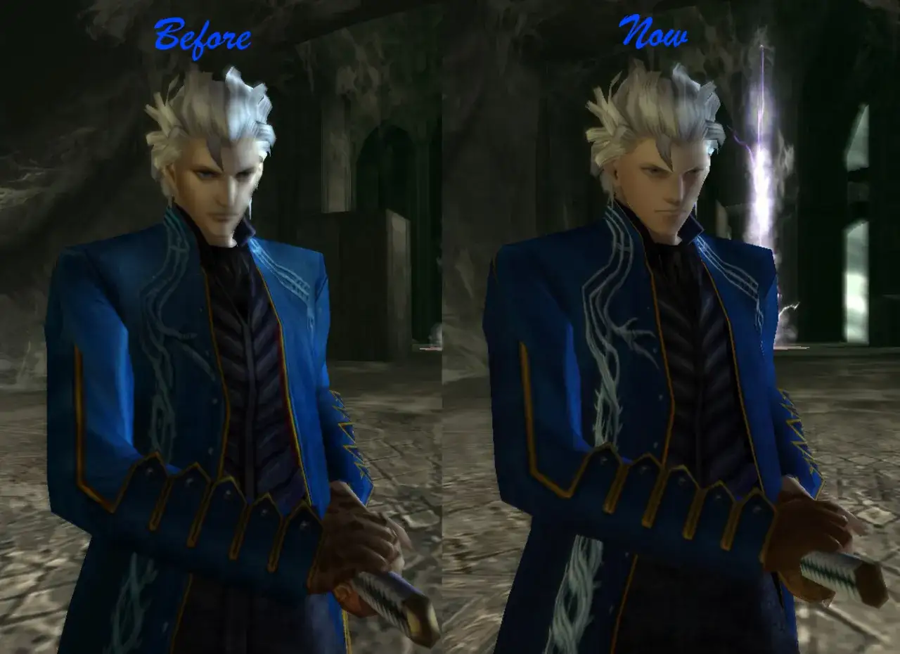 Por&oacute;wnanie grafiki z Devil May Cry HD Collection. Spolszczenie poprawia detale postaci.