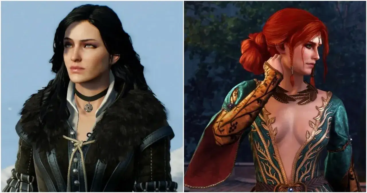 Dwie piękne czarodziejki: Yennefer z czarnymi włosami i Triss z rudymi. Którą wybierasz?