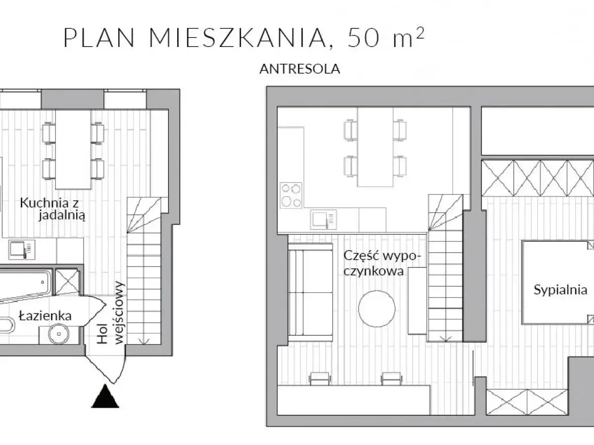 Schemat por&oacute;wnujący antresolę i kondygnację w budynku