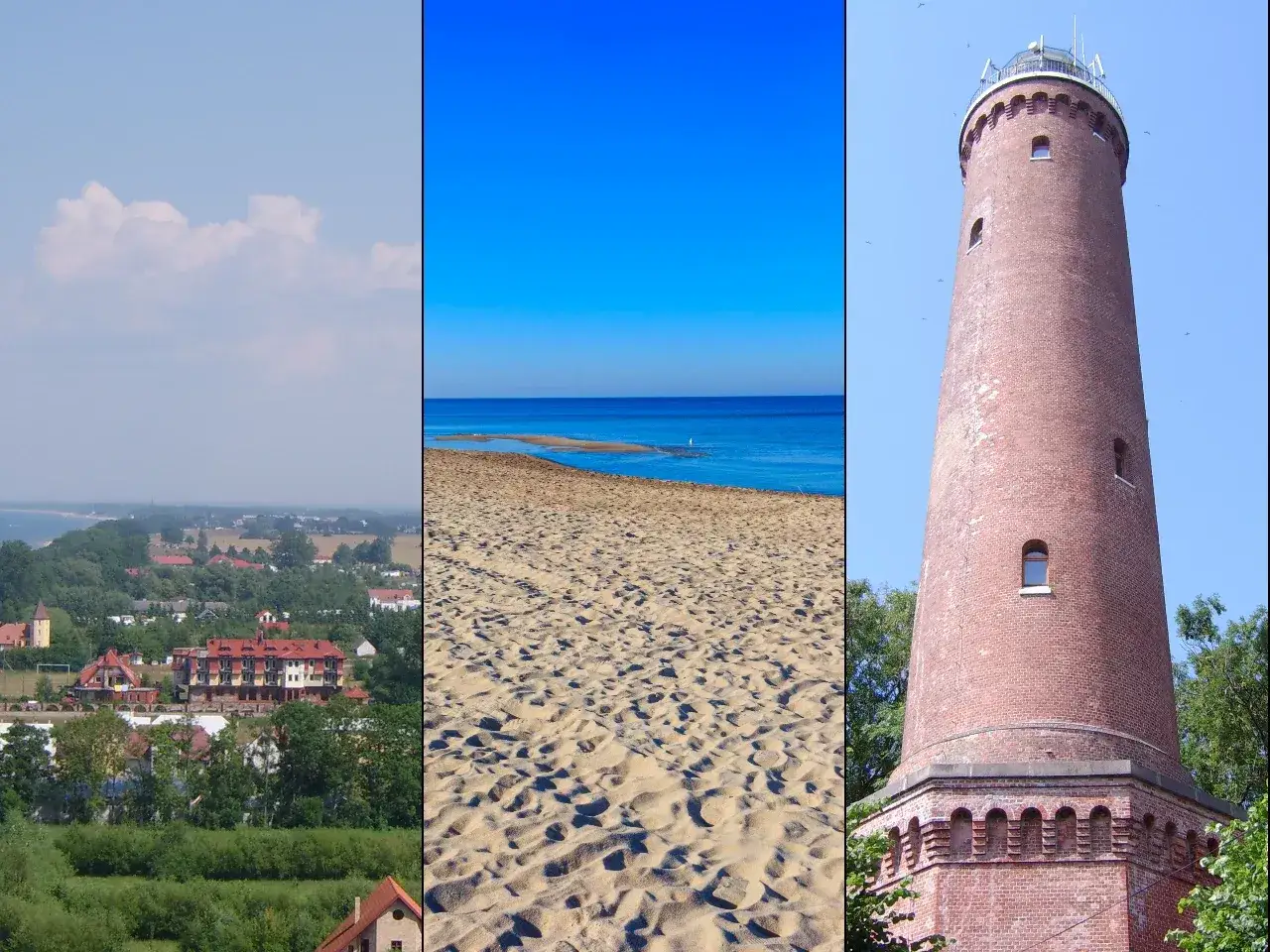 Gąski atrakcje dla dzieci: plaża, latarnia morska i widok na miejscowość. Idealne miejsce na wakacje z rodziną.