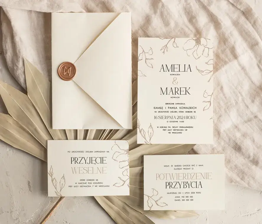 embossing na gorąco złote zaproszenia