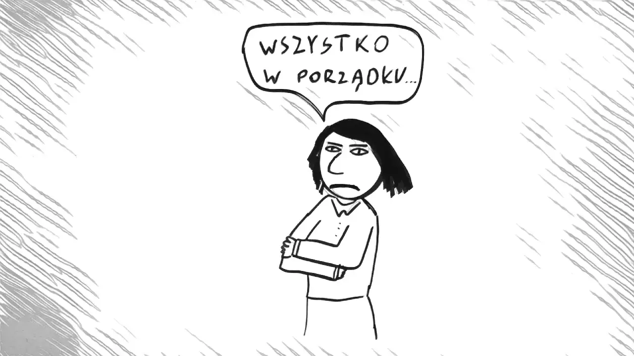 Kobieta z założonymi rękami mówi 