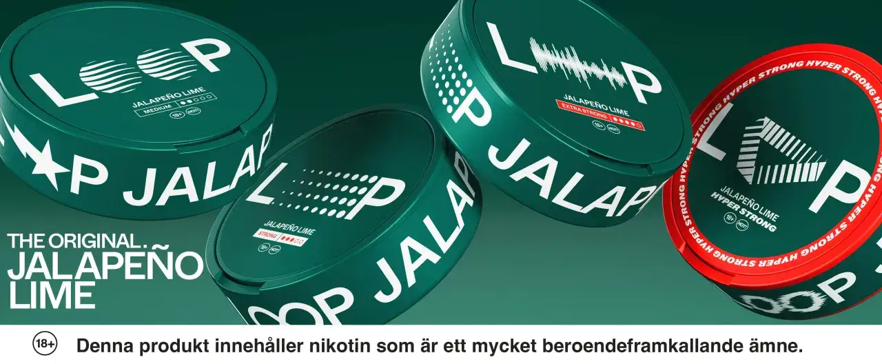 Loop Jalapeño Lime snusdosor i olika styrkor. Jämför snus stock pris för dessa nikotinprodukter.