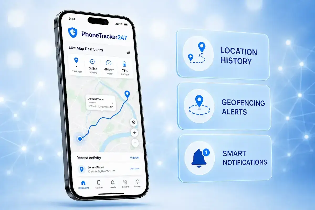 Sprytni spryciarze wiedzą, jak namierzyć telefon komórkowy przez internet. Aplikacja PhoneTracker247 oferuje śledzenie lokalizacji, alerty geofencing i powiadomienia.