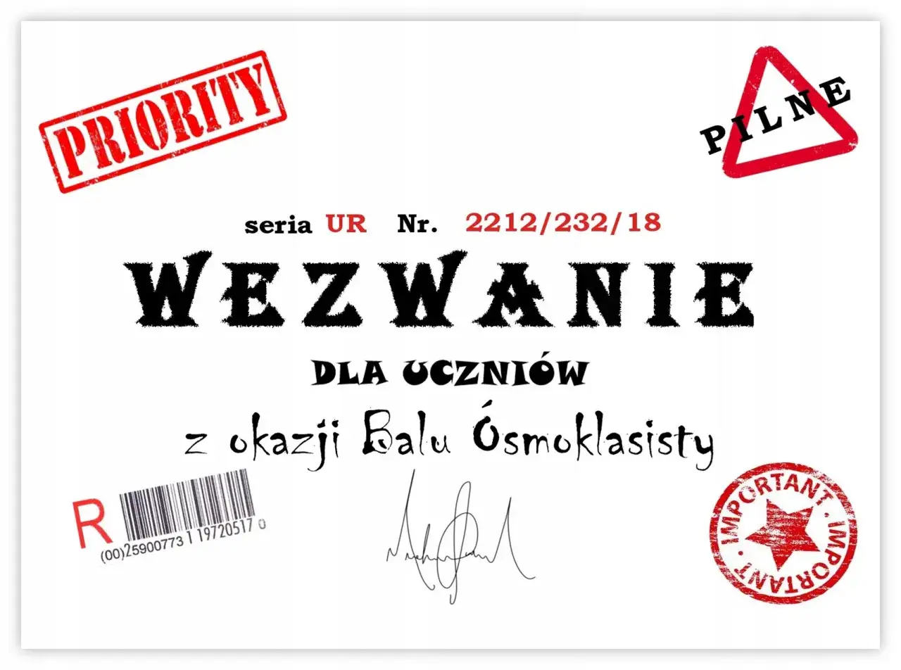 r&oacute;żne style zaproszeń na imprezę po egzaminie &oacute;smoklasisty