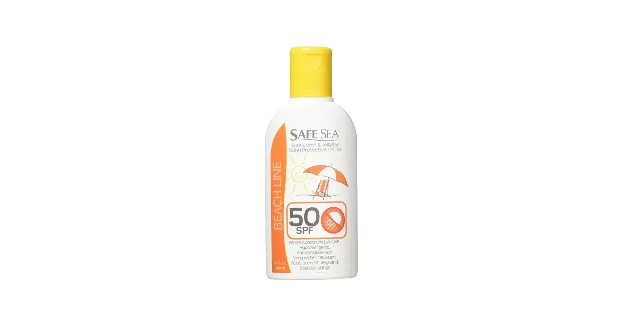 Crema solare Safe Sea SPF 50, protegge dai raggi UVA/UVB e dalle punture di medusa. Ideale per pelli sensibili.