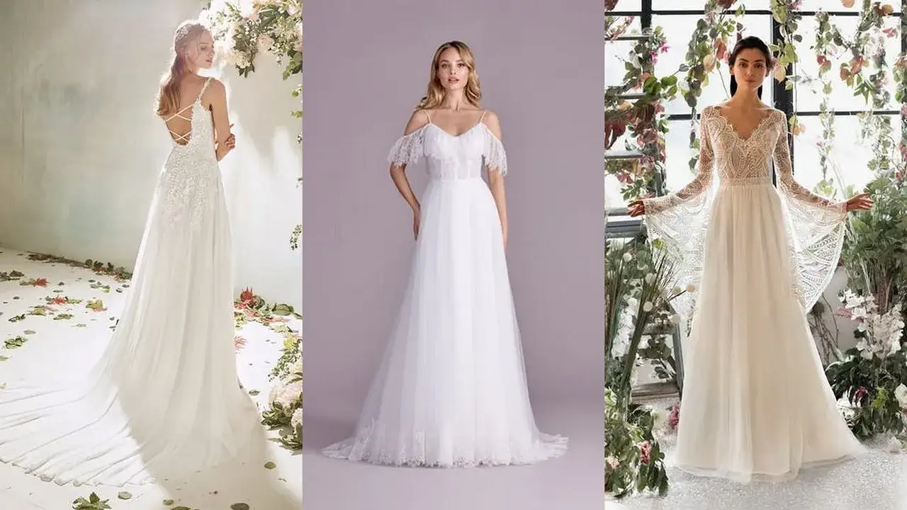różne style sukien ślubnych boho glamour minimalistycznie