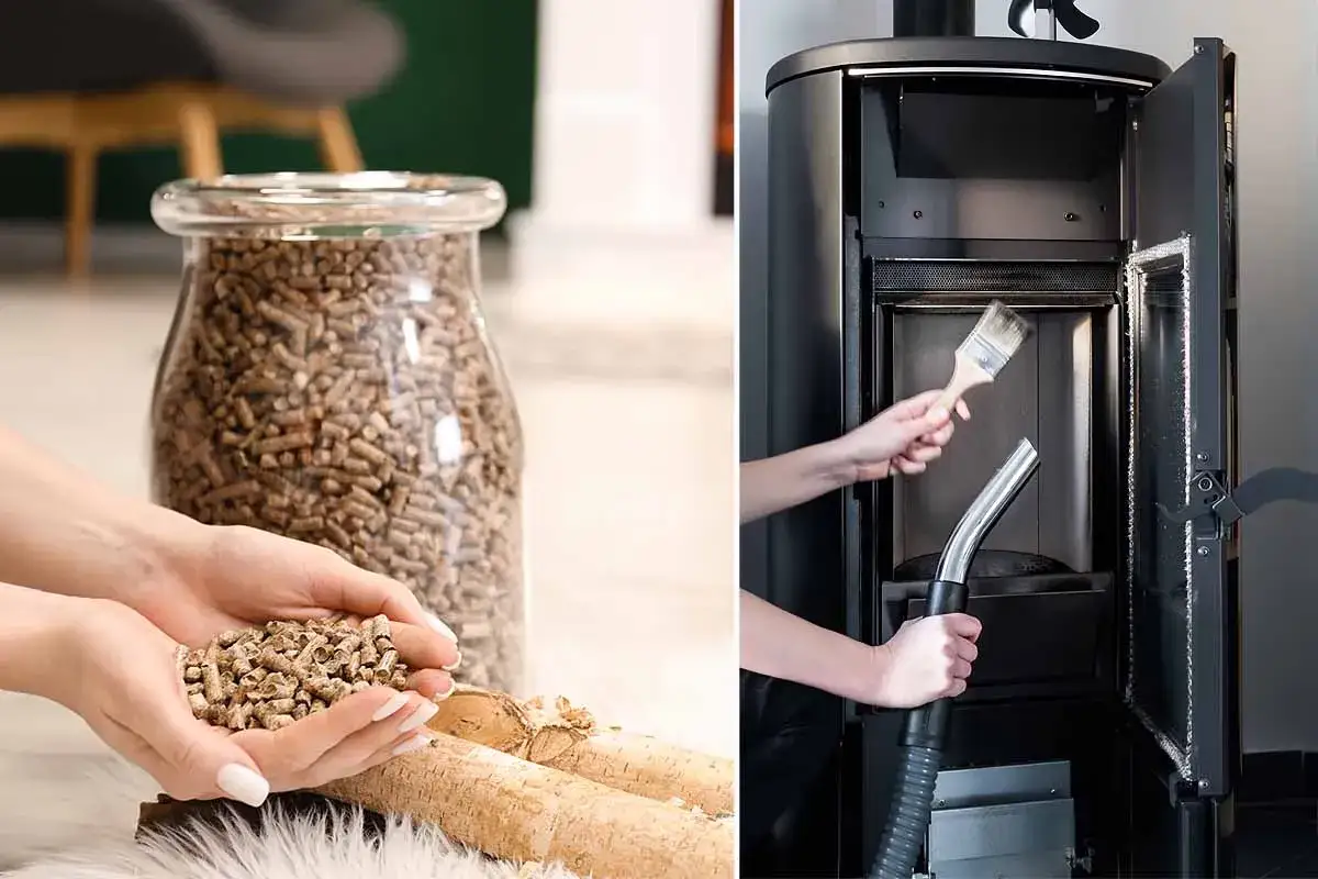 Maintenant, une révision poêle à granule s'impose. Nettoyage de l'appareil et vérification des granulés de bois.