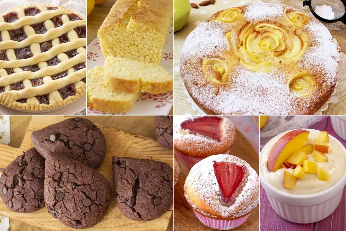 Torta di mele, crostata, plumcake, biscotti al cioccolato, muffin e budino alla frutta: un tripudio di dolci senza lattosio per ogni occasione.