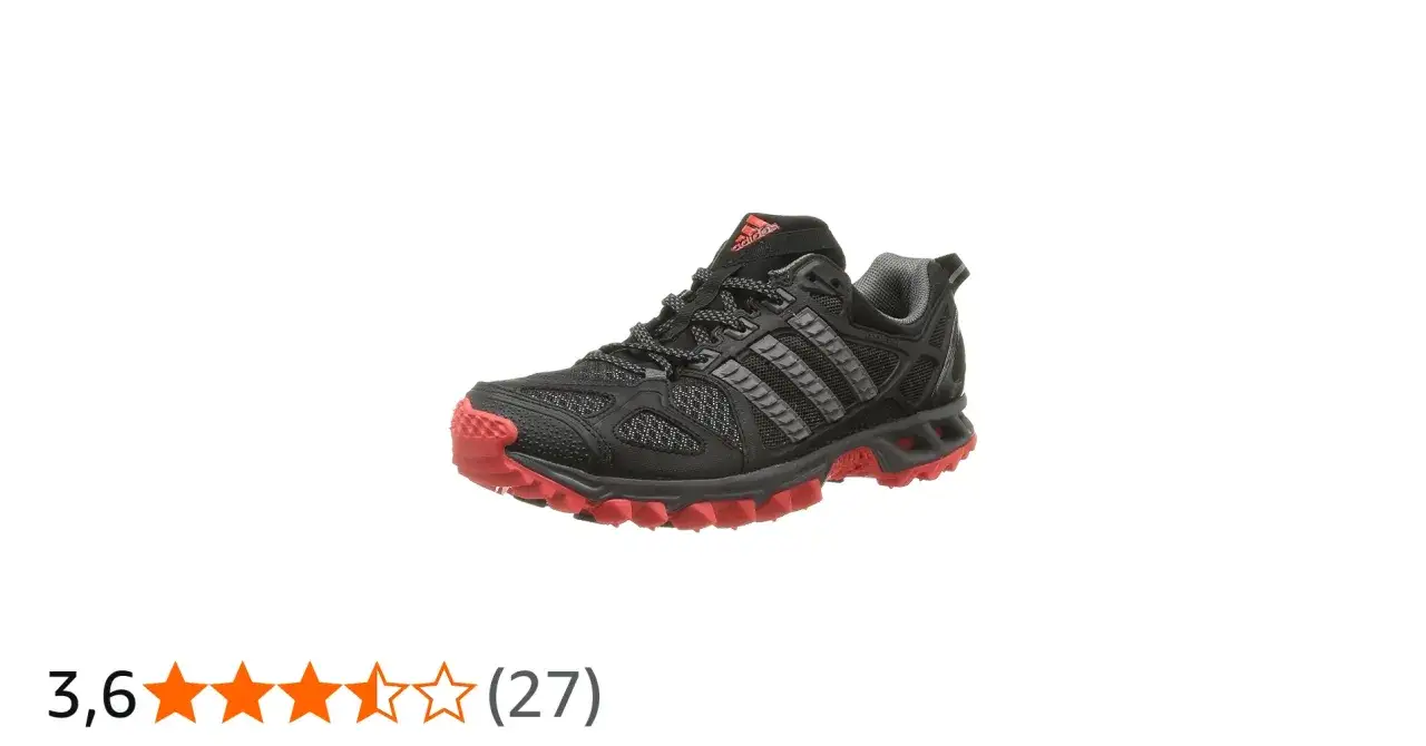 Schwarzer Adidas Kanadia Trail 6 Laufschuh mit roten Akzenten. Perfekt f&uuml;r jedes Abenteuer.