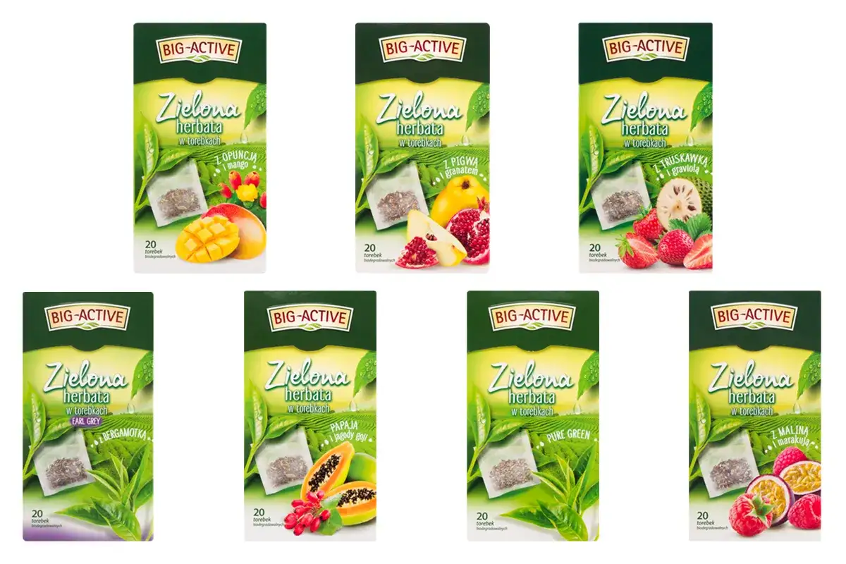 r&oacute;żne rodzaje zielonej herbaty liściastej