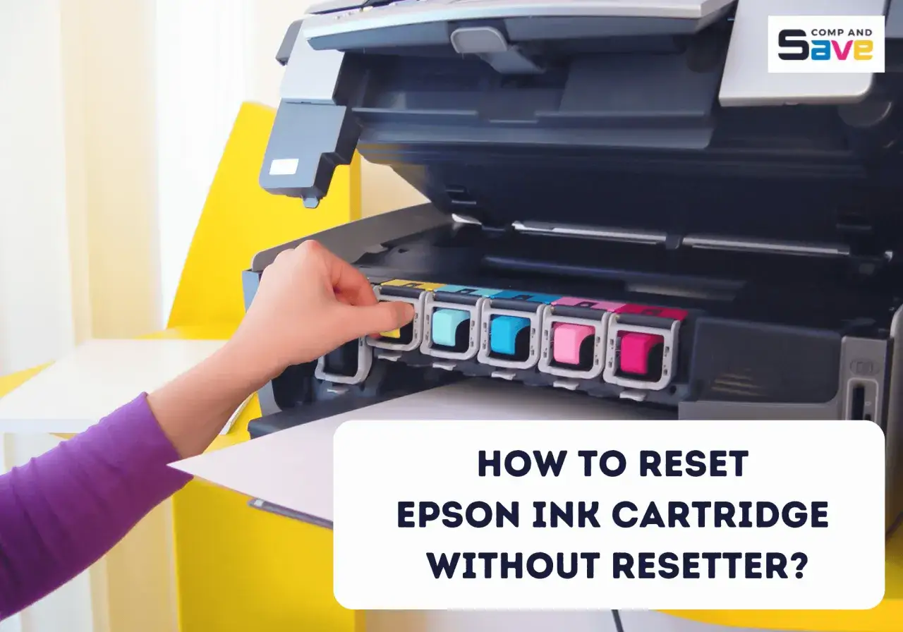 Main d'une personne insérant une cartouche d'encre compatible non reconnue Epson dans une imprimante.