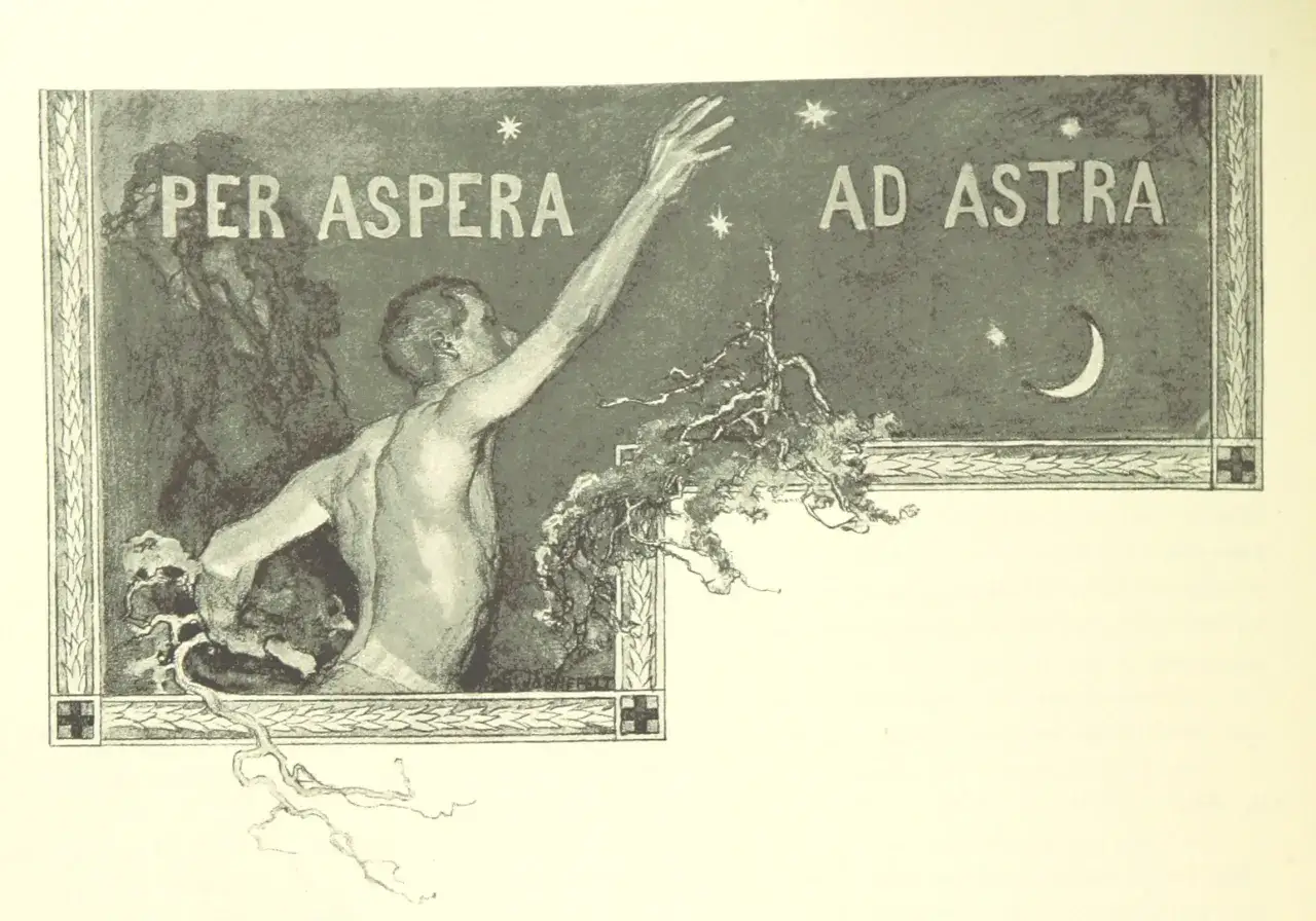 Uomo nudo raggiunge le stelle, con la scritta 