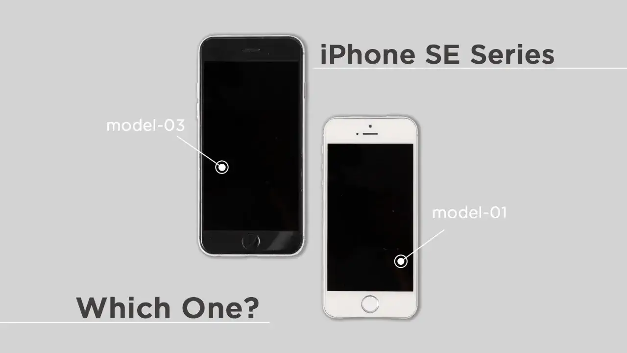Deux iPhones SE c&ocirc;te &agrave; c&ocirc;te, l'un noir (model-03), l'autre blanc (model-01). Comment savoir si iPhone SE 2020 ou 2022 ?