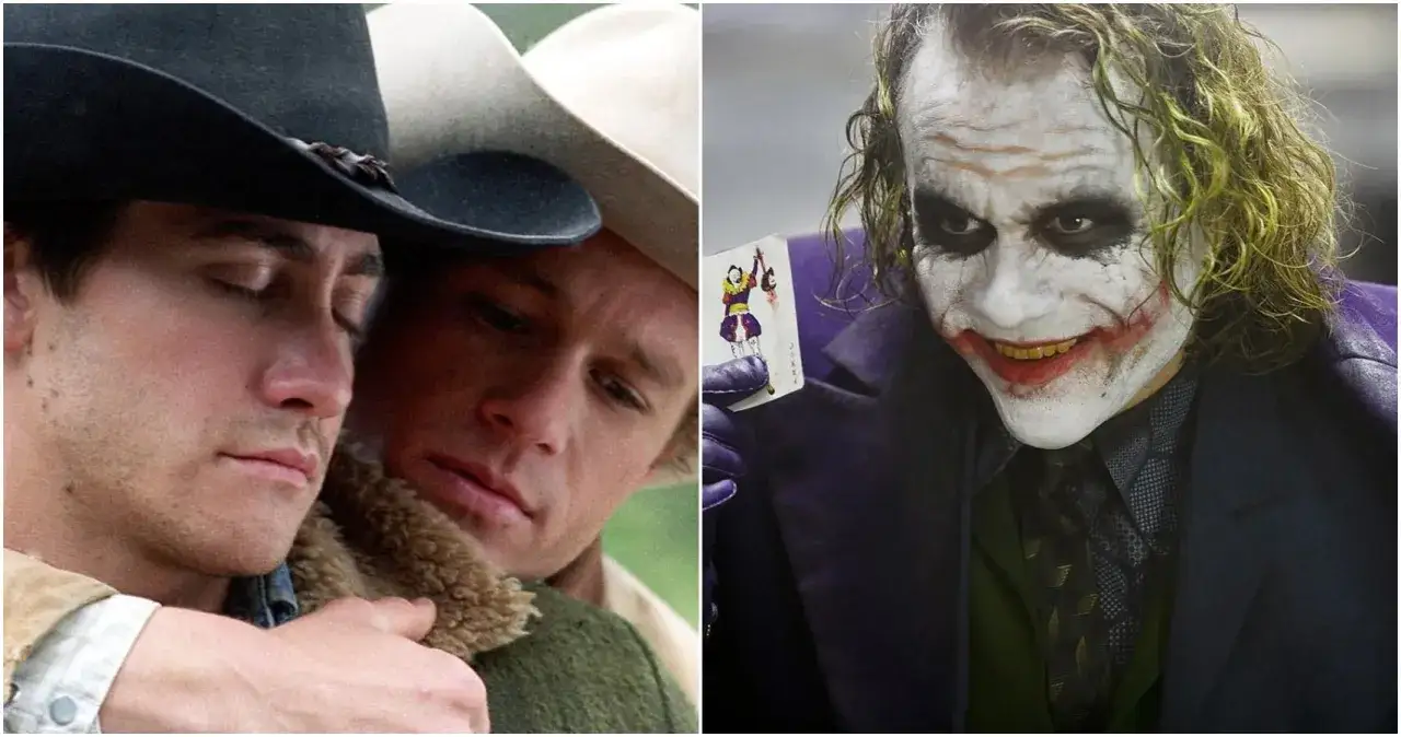 Heath Ledger som Jokern och i en annan roll fr&aring;n filmer.