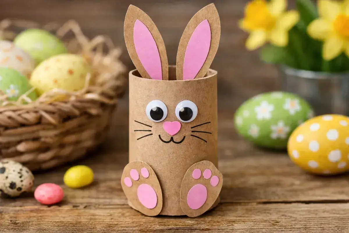 aranżacje wielkanocne z papierowymi ozdobami