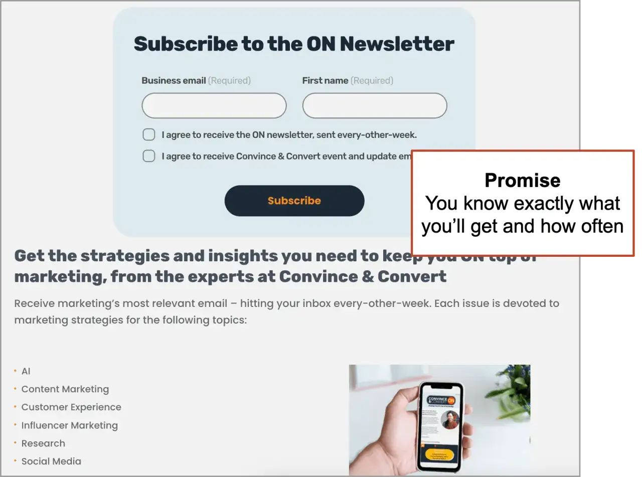 Zapis do newslettera ON. Otrzymuj co dwa tygodnie cenne strategie marketingowe.