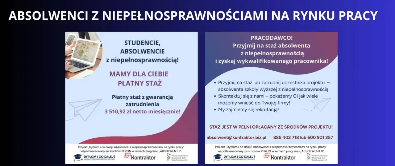 Płatny staż dla absolwentów z niepełnosprawnościami. Projekt 