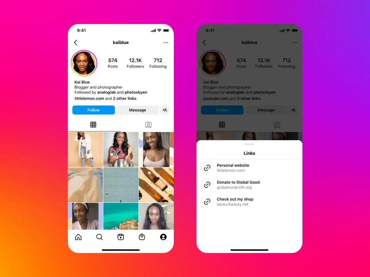 Jak wejść w link bio na Instagramie? Zobacz, jak wyświetlają się linki do strony, sklepu i organizacji.
