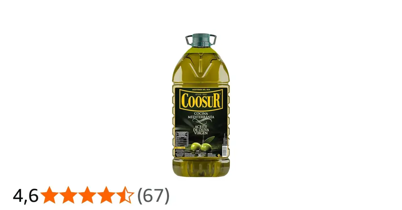 Botella de 5 litros de aceite de oliva virgen Coosur, ideal para tu cocina mediterr&aacute;nea.
