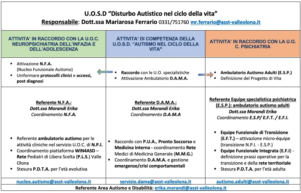 Il documento illustra chi diagnostica l'autismo negli adulti, con riferimenti a equipe specialistiche e ambulatori dedicati.