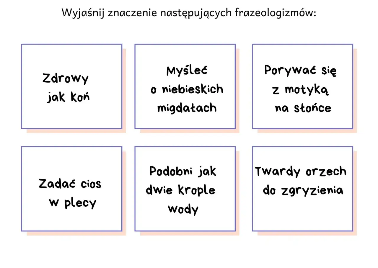 Wyjaśnij znaczenie frazeologizmów: