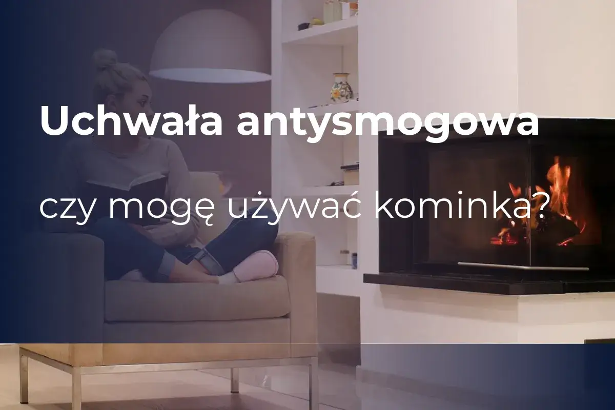 Uchwała antysmogowa pyta: czy wolno palić w kominku? Kobieta czyta książkę obok palącego się kominka.
