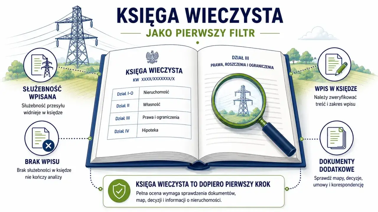 Księga wieczysta jako filtr. Sprawdzanie wpisów, np. służebności, to pierwszy krok do oceny nieruchomości. Zasiedzenie w dobrej wierze wymaga analizy dokumentów.