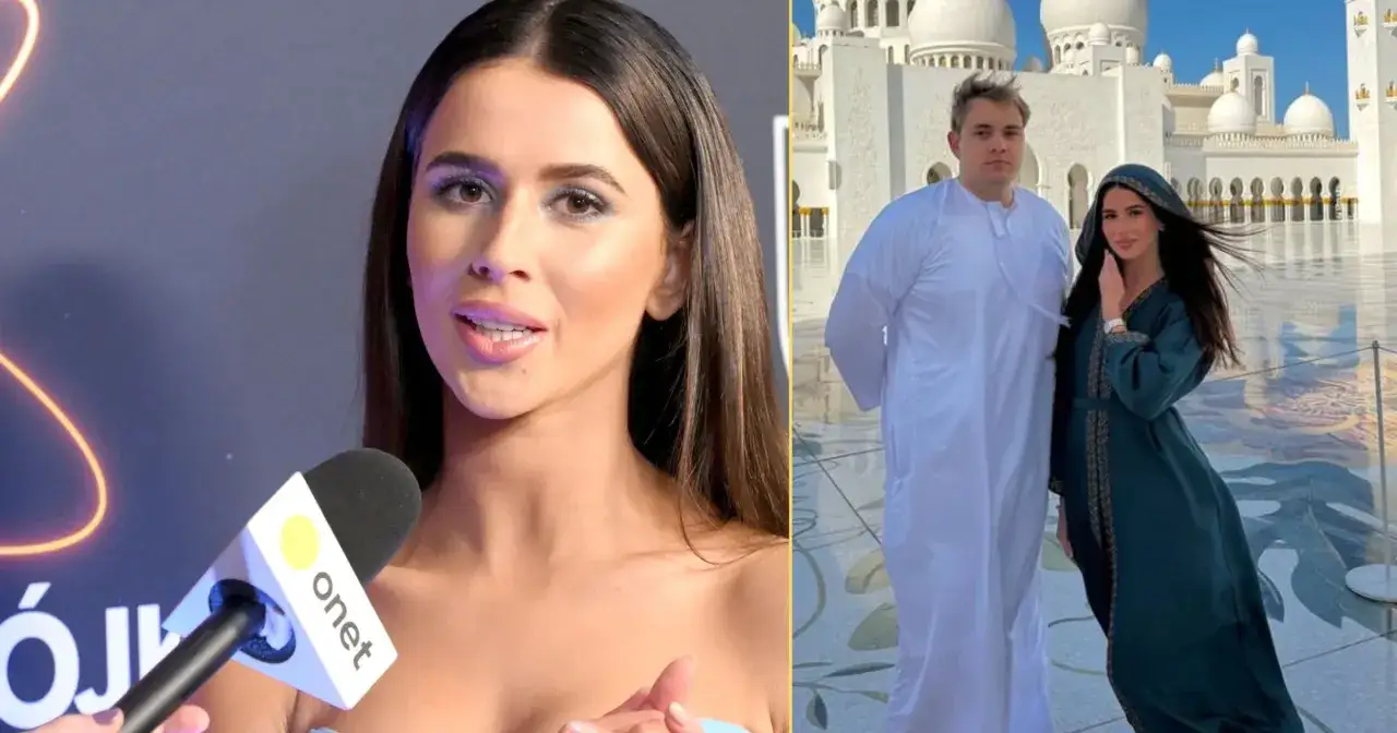 Quebonafide i Roksana w Dubaju. Ona w eleganckiej sukni, on w tradycyjnej abai.
