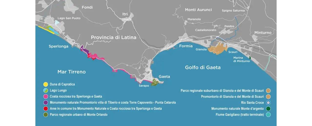 Karte der Riviera di Ulisse mit markierten Badeorten