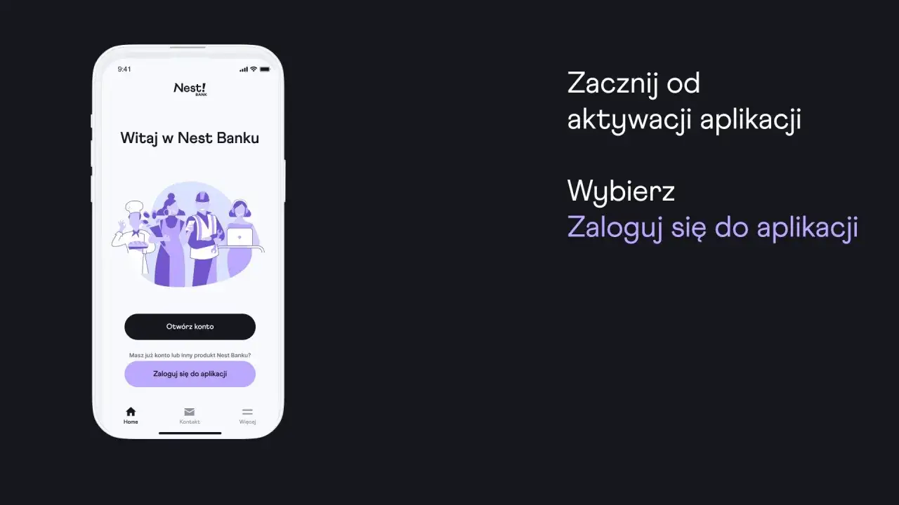 Ekran powitalny Nest Banku. Wybierz