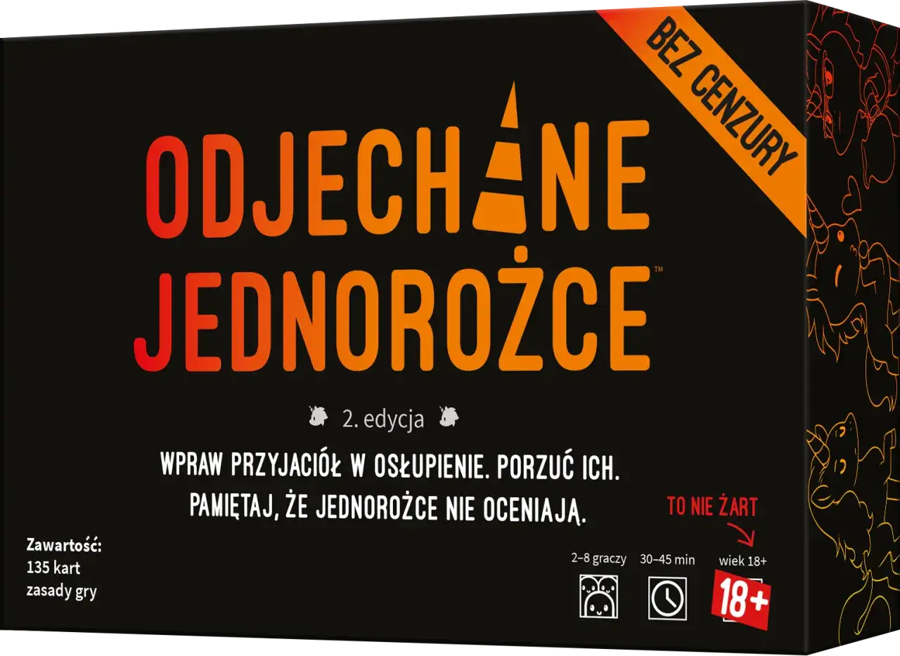 Odjechane jednorożce instrukcja: 135 kart, 2-8 graczy, 30-45 min. Wpraw przyjaciół w osłupienie, bo jednorożce nie oceniają!