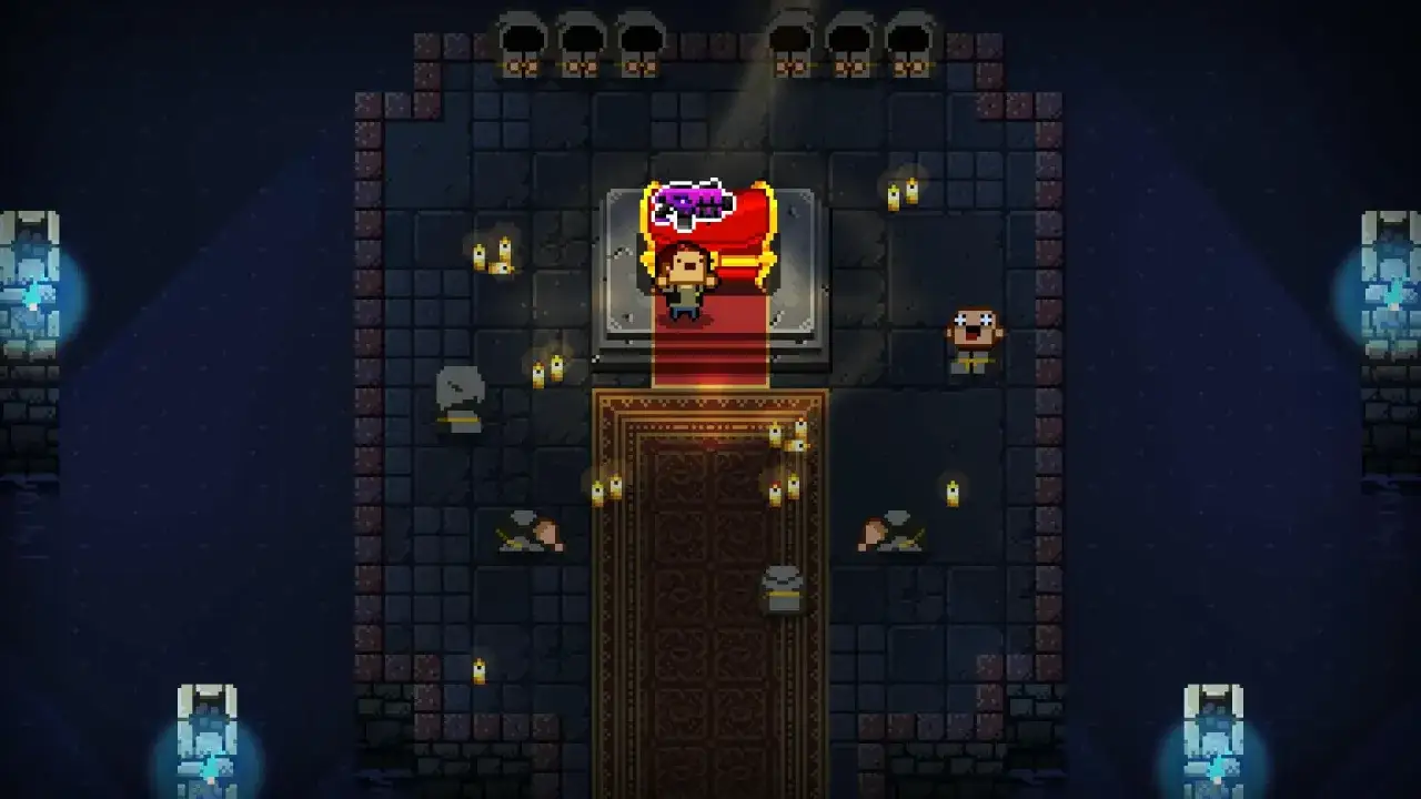 Un personaje se enfrenta a un cofre brillante, rodeado de enemigos y velas. &iexcl;Parece que los bunny raiders est&aacute;n listos para la acci&oacute;n!