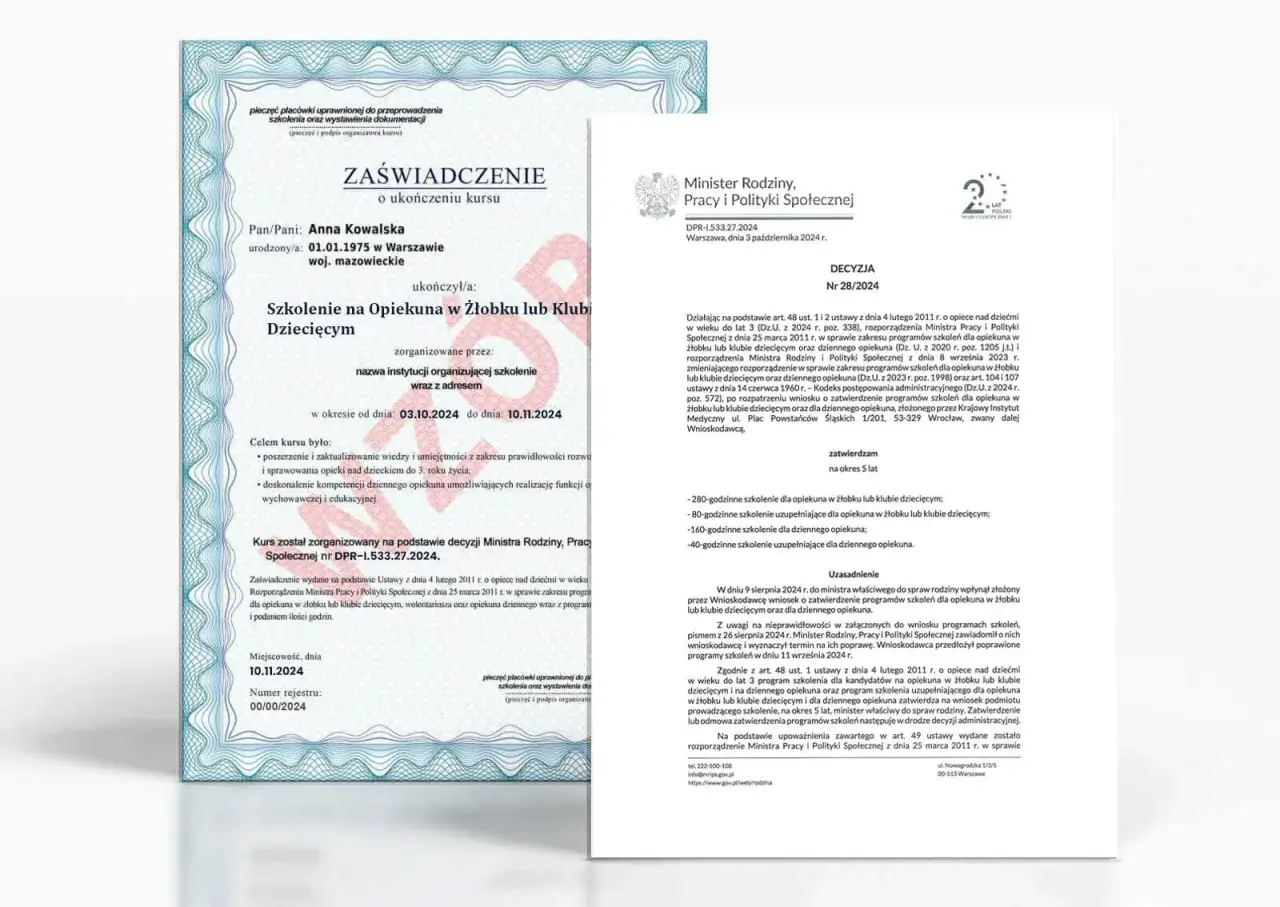 Moduły kursu opiekunki w żłobku