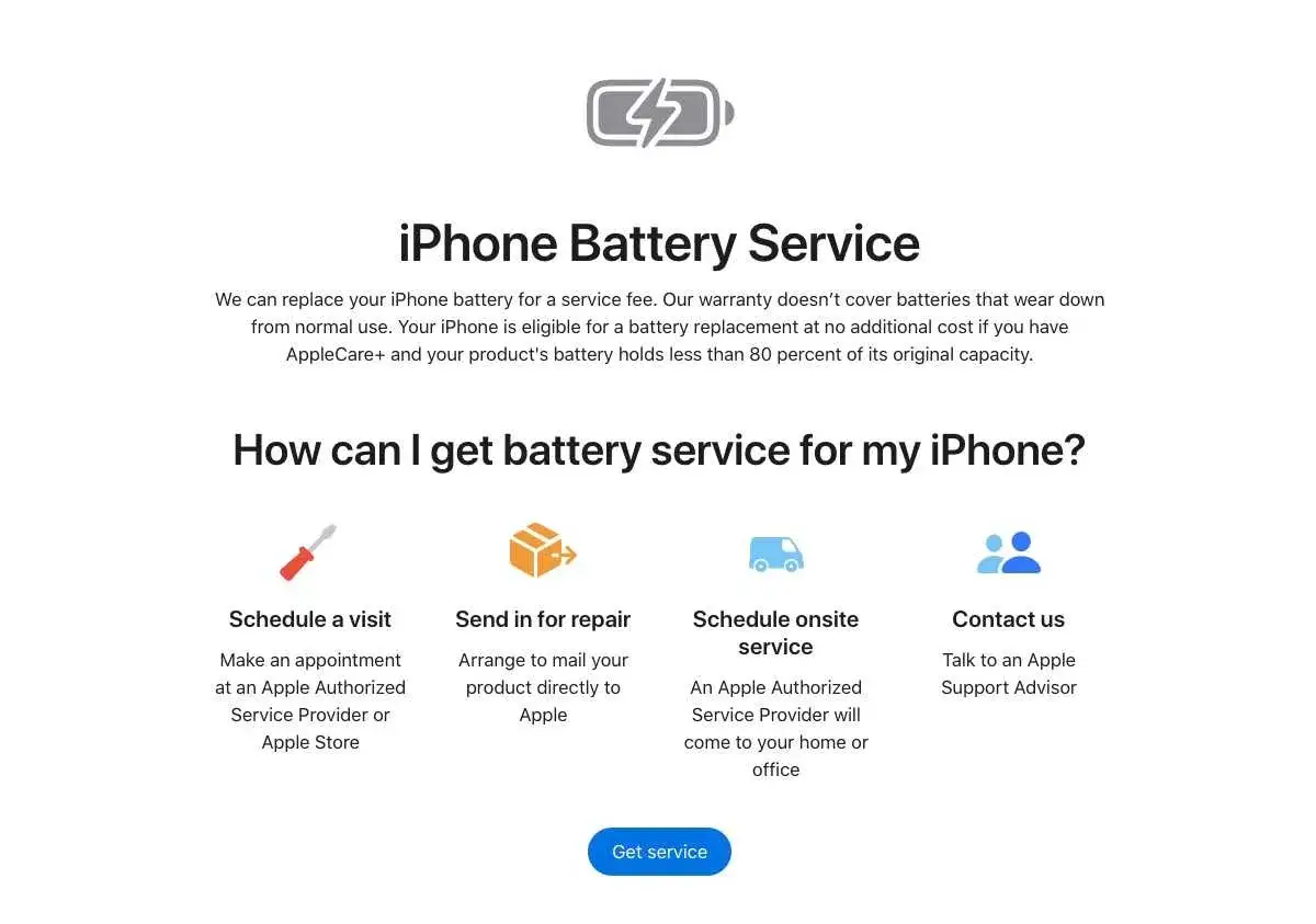 Dowiedz się, ile kosztuje wymiana baterii w iPhone. Sprawdź opcje serwisu: wizyta, wysyłka, serwis u Ciebie lub kontakt z doradcą.