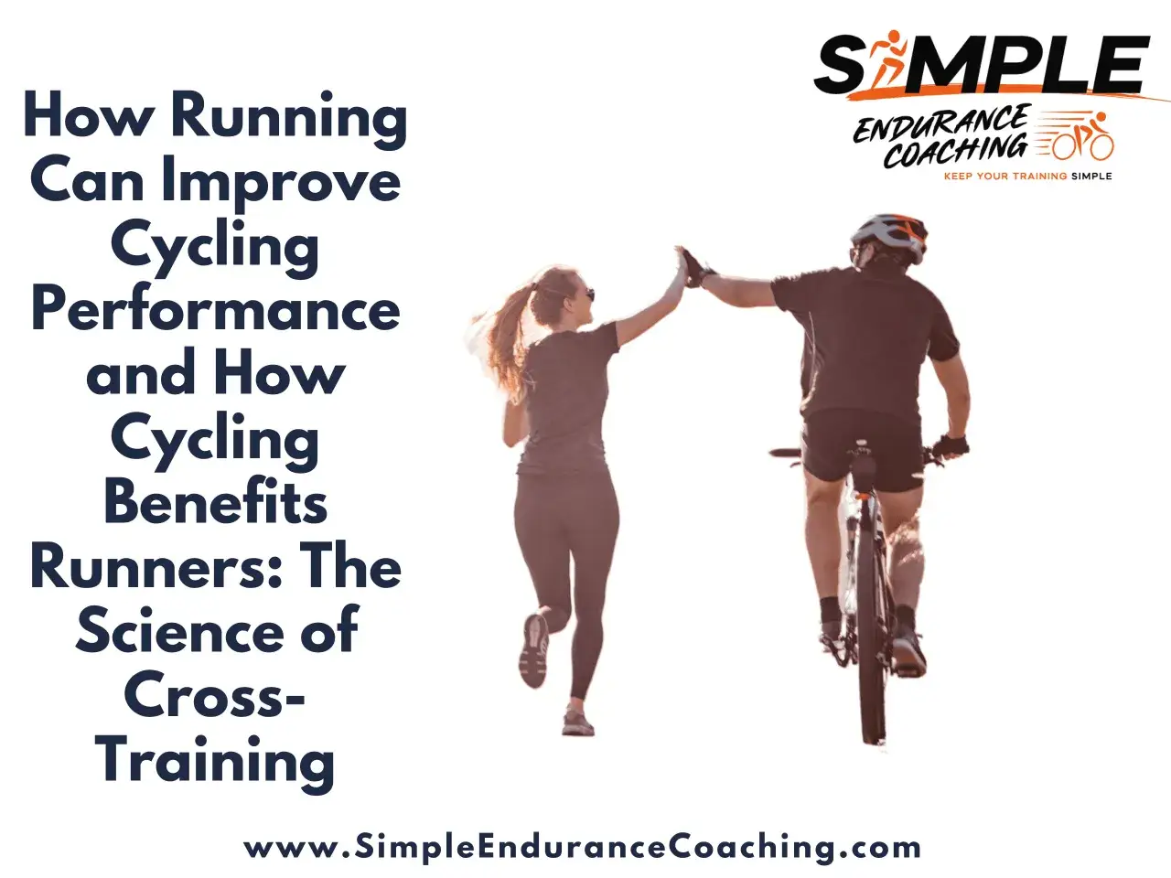 A runner and cyclist high-five, illustrating how cycling benefits runners and improves performance.