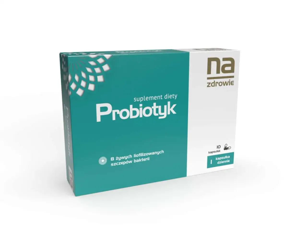 Opakowanie probiotyku z 8 szczepami bakterii, wspierające zdrowie jelit. Idealny lacidofil dla Ciebie.