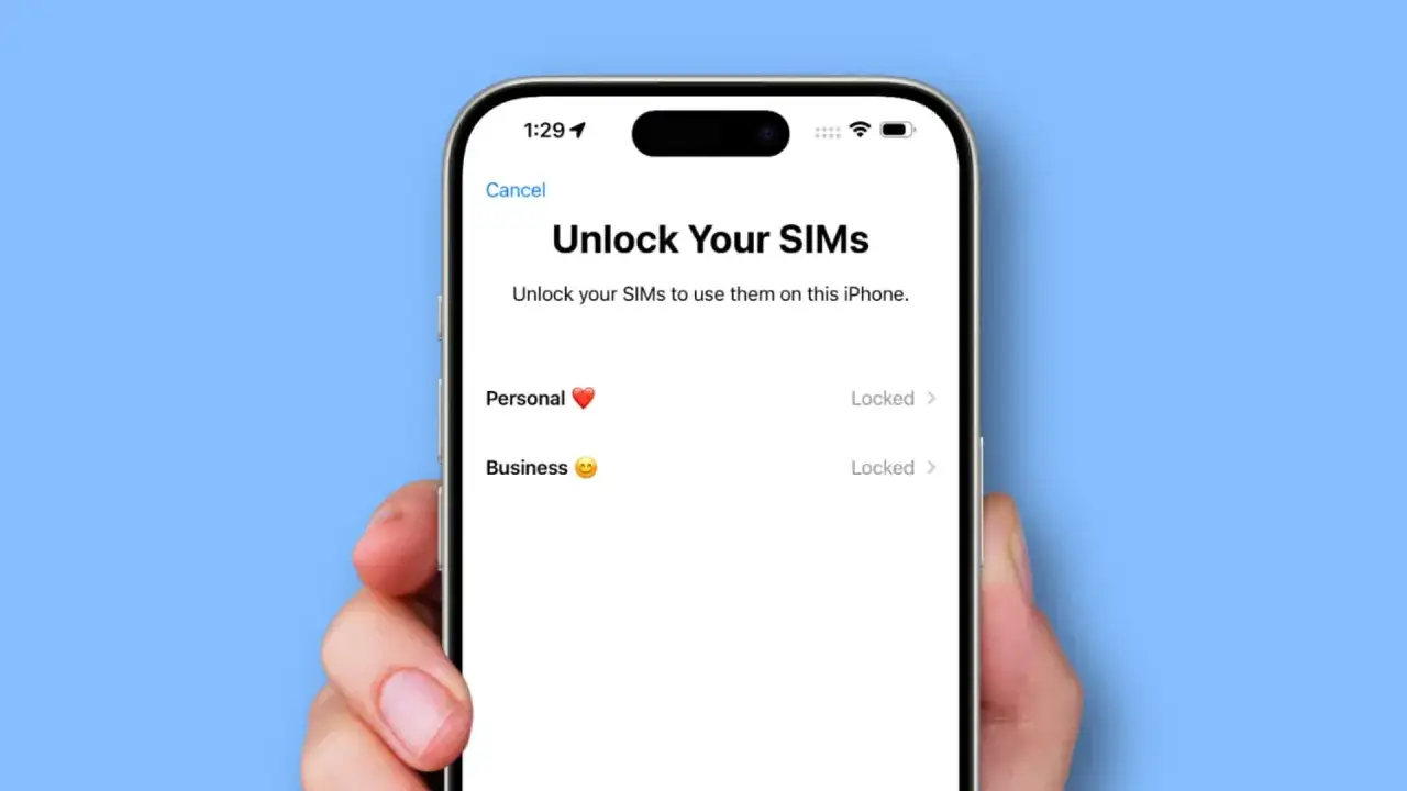 Ekran iPhone'a pokazuje, jak odblokować kartę SIM. Dostępne są opcje