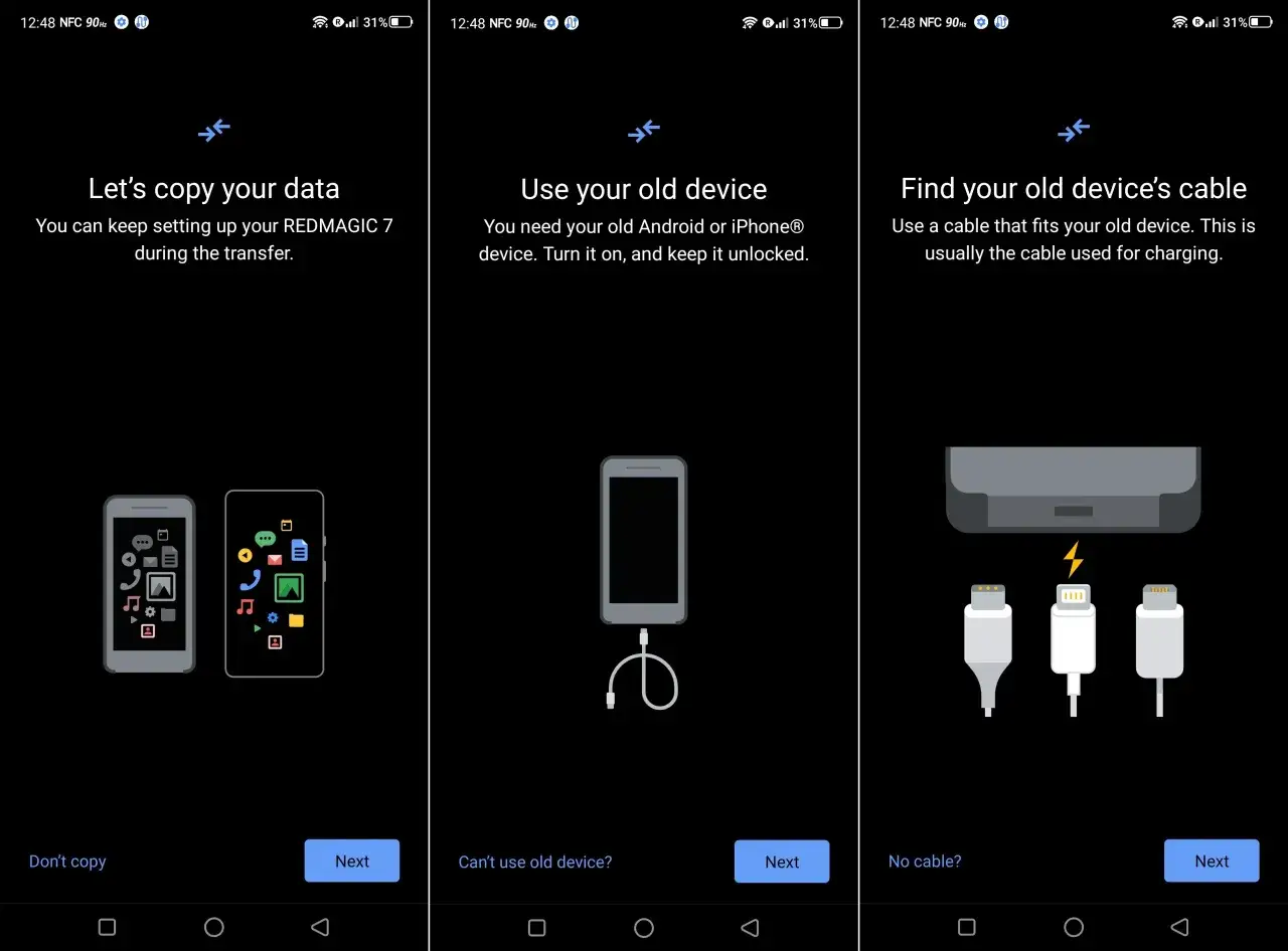Przenoszenie danych Android: instrukcje dotyczące kopiowania danych ze starego telefonu na nowy, w tym użycie kabla.