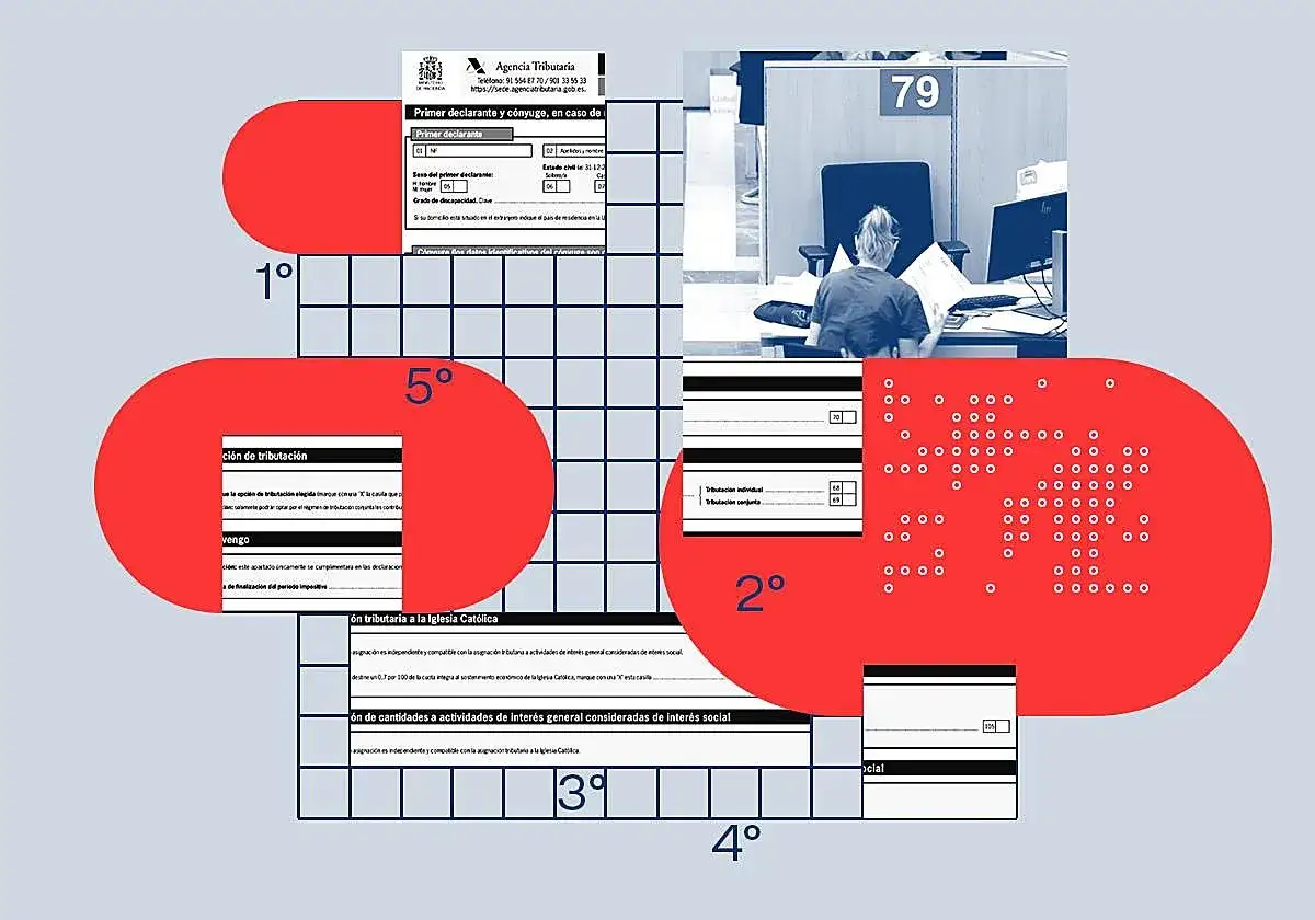 &iquest;Qu&eacute; pasa si no hago la declaraci&oacute;n de la renta? Documentos de la Agencia Tributaria y una persona en una oficina, sugiriendo las consecuencias de no cumplir.