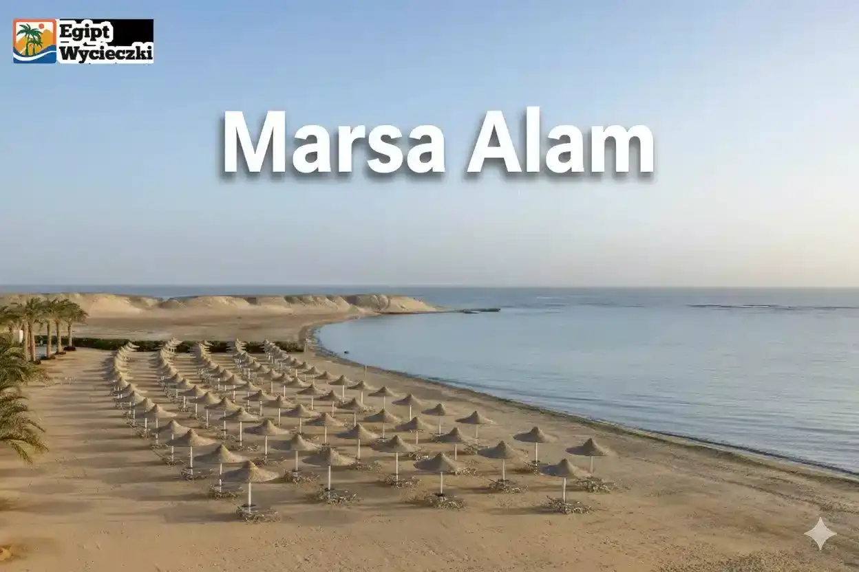 Marsa Alam, Egipt. Luty to idealny miesiąc na plażowanie, o czym świadczy piękna pogoda i puste leżaki pod parasolami.