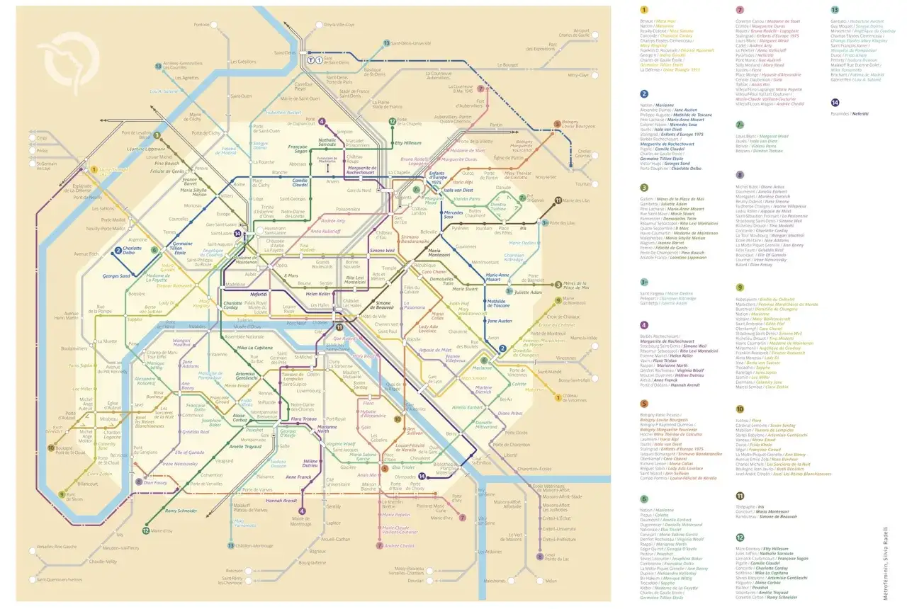 Plan du métro parisien, avec le Panthéon indiqué sur la ligne 10.