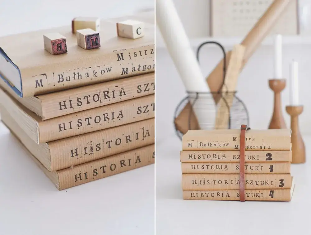 przykłady ozdobnych okładek książek DIY