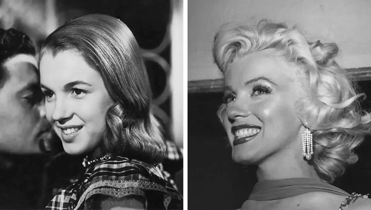 Marilyn Monroe ung, en ung stj&auml;rna med en hemlig viskning och en str&aring;lande framtid.