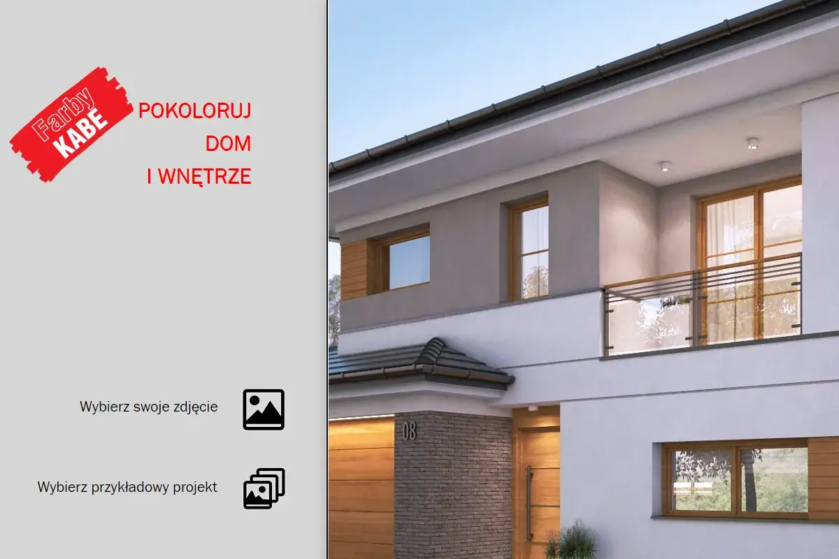 Program do projektowania elewacji. Wizualizacja nowoczesnego domu z możliwością wyboru własnego zdjęcia lub projektu.