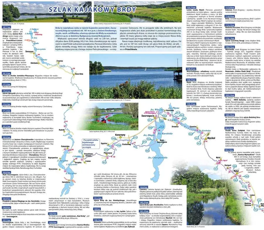 Mapa szlaków kajakowych Bory Tucholskie Brda Wda