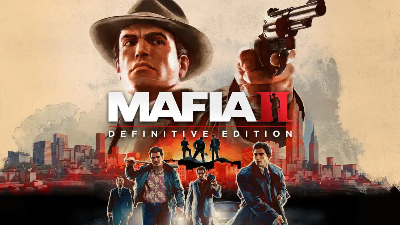 Mafia 2 Definitive Edition: gangsterzy w mieście, jeden z nich celuje z rewolweru. Zapowiedź remake'u gry.