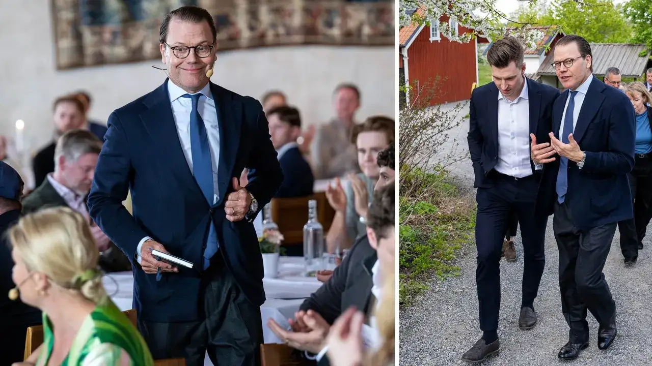 Prins Daniel, trots att han kan ha känt sig prins Daniel sjuk, deltar i ett evenemang utomhus och inomhus.