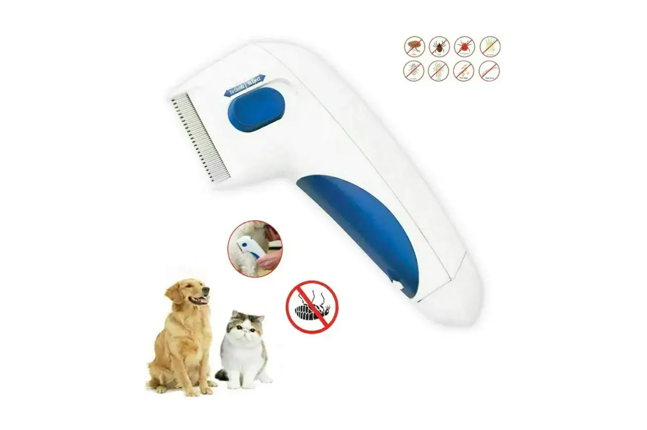 Pettine elettrico per rimuovere parassiti. Ideale per cani e gatti, cos&igrave; le pulci si vedono e vengono eliminate.