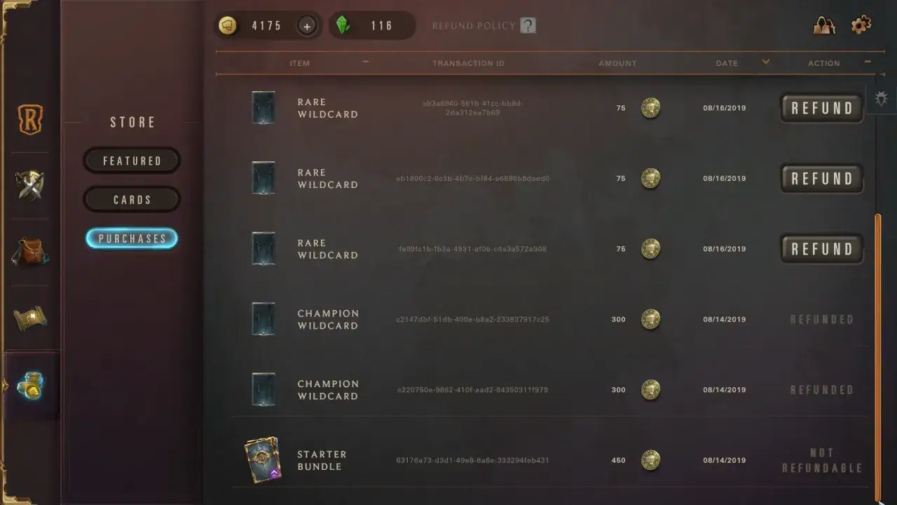 League of Legends historia zakup&oacute;w w grze